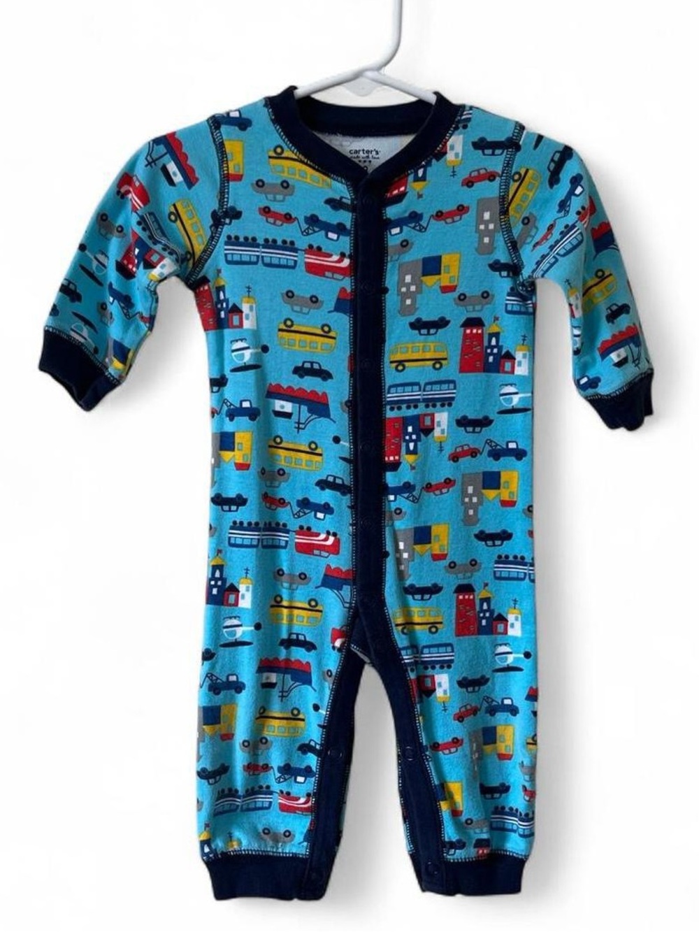 100% Cotton Busy City Sleeper Long Sleeve One Piece Romper Carter’s 9M Boy EUC